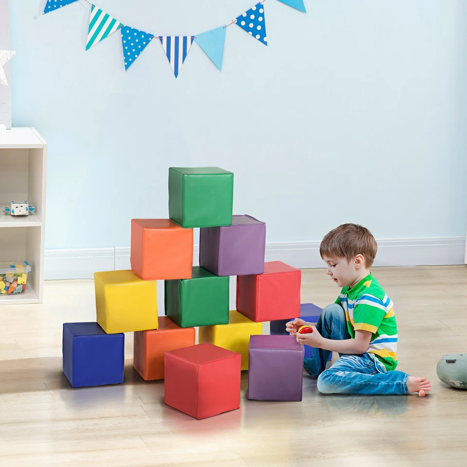 HOMCOM 12 Piece Soft Play Blocks Soft Foam Toy Building Stacking Block for Kids - Image 2 of 4