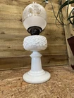 Antique Oil Lamp  Table Lamp Veritas,Falk Stademann & Co Milk Glass, Acid Etched