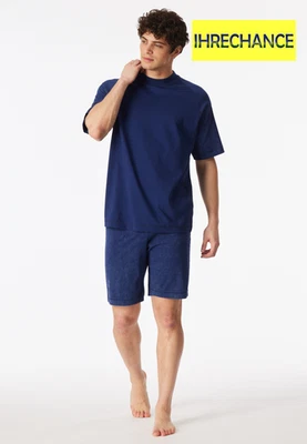 SCHIESSER HERREN SCHLAFANZUG KURZ MODERN ESSENTIALS NAVY BATIK-EFFEKT 183628-815 - Bild 1 von 4