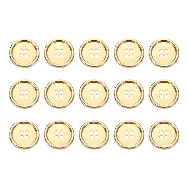 "15Stk Metallknopf 25Mm (0.98\") 4 LöCher Legierung Runde NäHnäGel Gold"-image