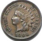 1906 Indian Head Cent Penny fully visible Liberty
