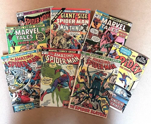 Vintage Marvel comics Spider-man lot of 8, 1971-76