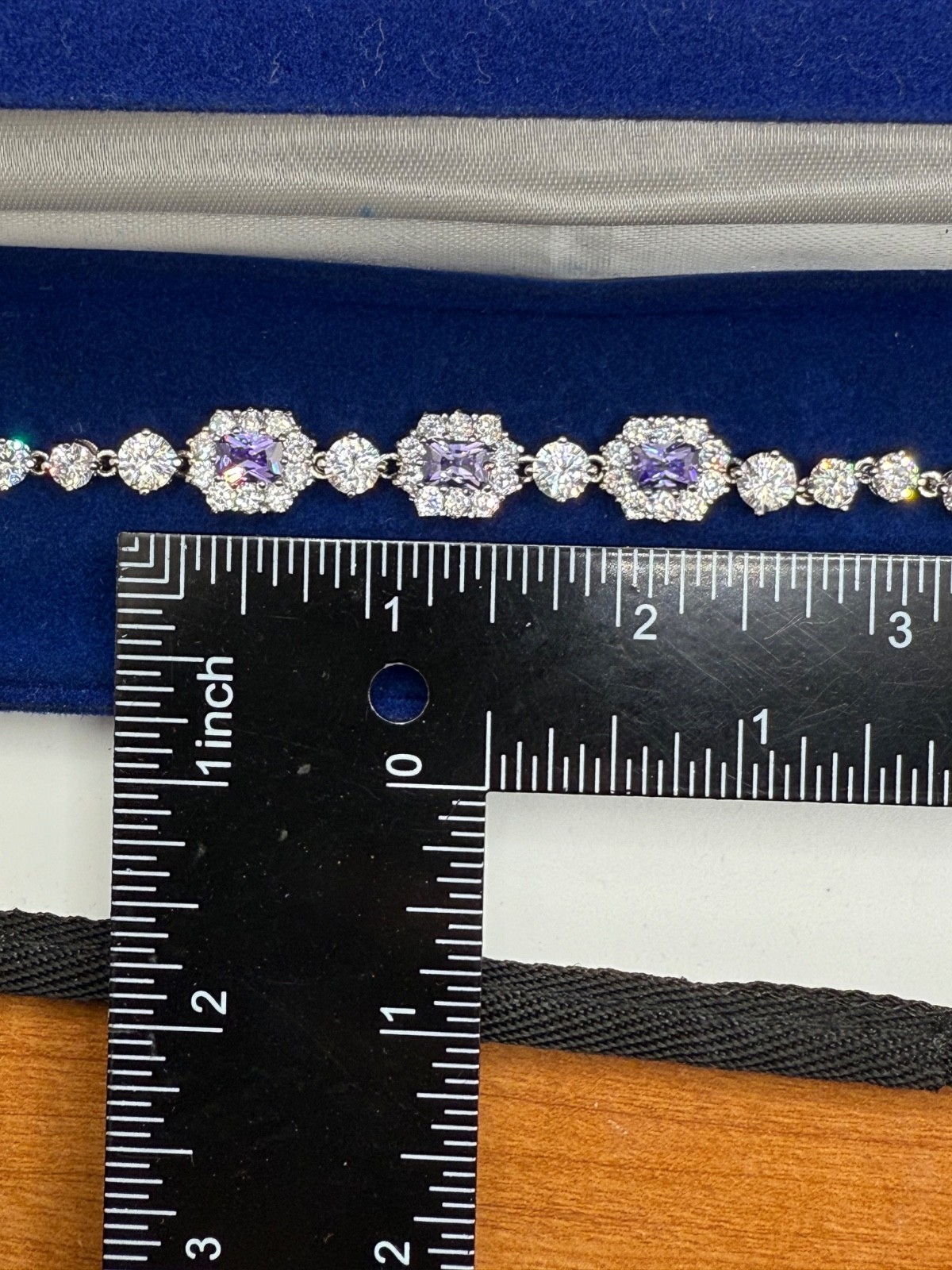 Vintage Camrose Kross  JBK Kennedy Purple Rhinestone Bracelet 7"