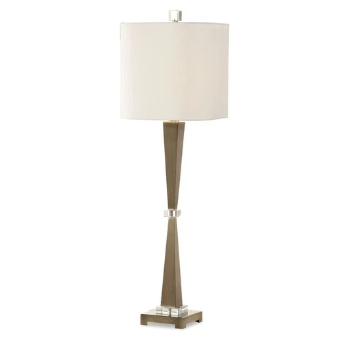 UTTERMOST 29618-1 NICCOLAI ANTIQUED BRUSHED BRASS BUFFET LAMP W/ THICK CRYSTAL - Picture 1 of 5