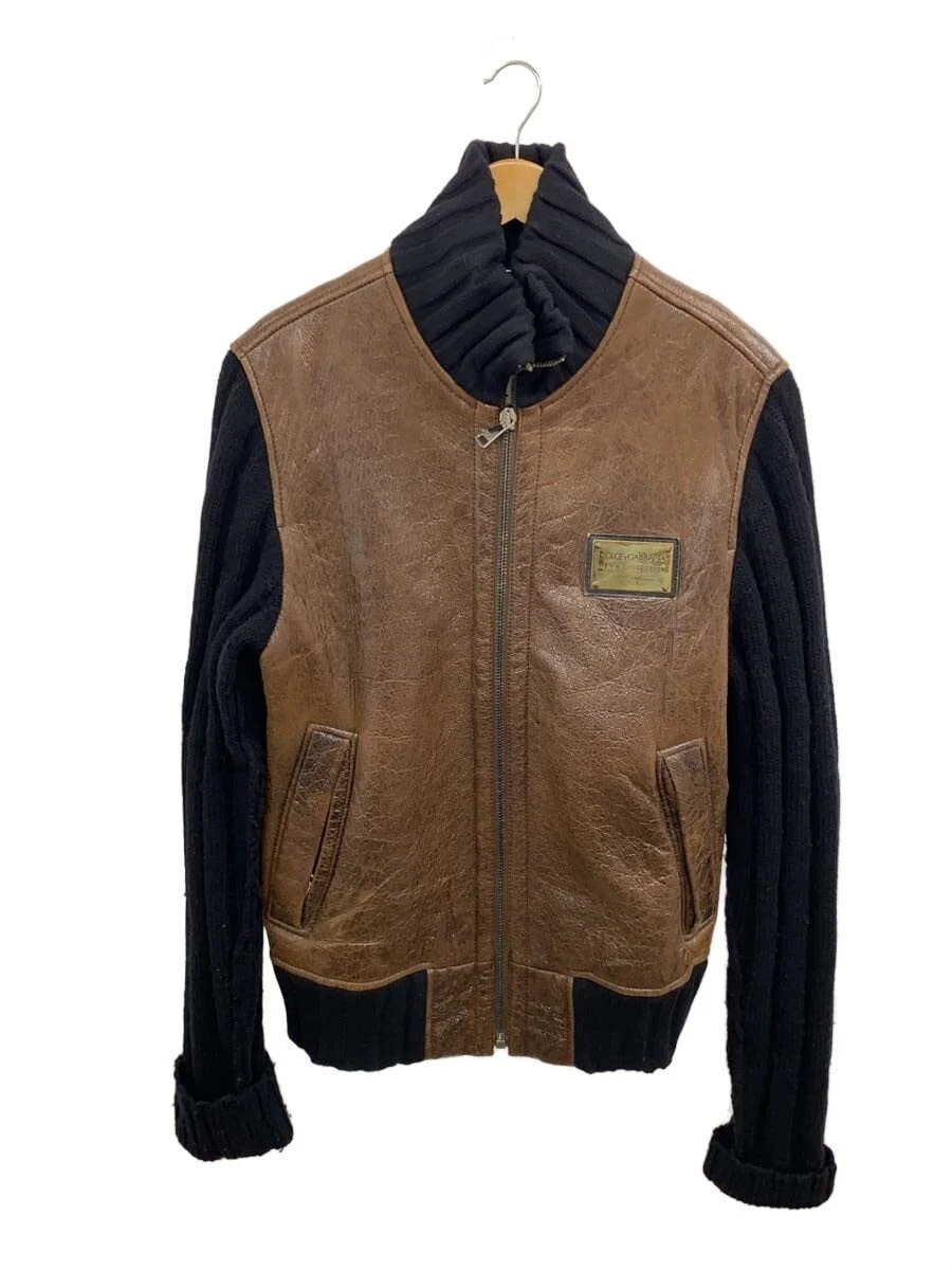 Dolce&Gabbana Leather Outer Shell Brown Coats, Jackets & Vests for