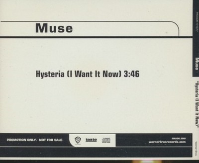 Muse: Hysteria (I Want It Now) 1-Track PROMO MUSIC AUDIO CD alt progressive rock