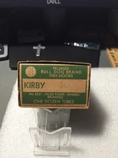 VINTAGE DEALER BOX PFLUEGER BULL DOG BRAND FISH HOOKS KIRBY 10 (12 TUBES) USA