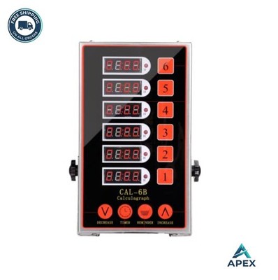 6 Channel Digital Kitchen Timer Stainless Steel Loud Alarm Adjustable Volume