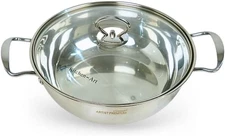 Stainless Steel Pan with Lid - Light & Thin Deep Saute Pan with Lid - Rapid Heat