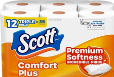 ComfortPlus Toilet Paper, 12 Triple Rolls, 231 Sheets per Roll, Septic-Safe