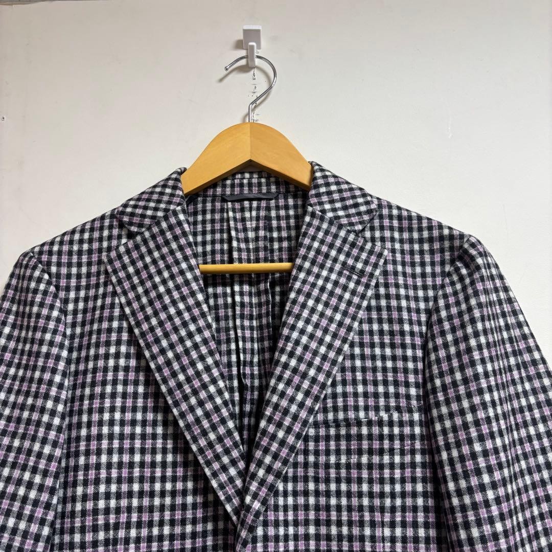 RING JACKET Navy Check Pattern Tailored Jacket - image 3