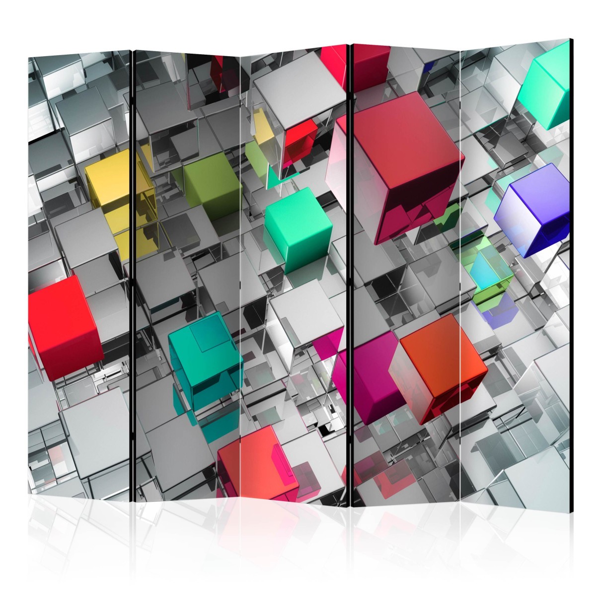 Paravent 5 volets Colours of Metal grand format 172x225cm cloison amovible pour salon et loft