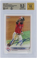 Adolis Garcia Texas Rangers Autographed 2022 Topps #652 BAS Fanatics 9.5/10 Card