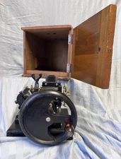 Antique 1904 Bausch and Lomb Benchtop Manual Rotary Microtome With Wood Case