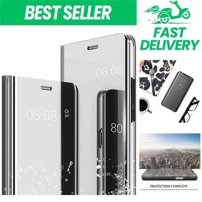 Coque LEYAN pour Samsung Galaxy S21 5G, Étui Miroir Flip Antichoc - Photo 1/4