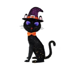 3.5FT Black Cat Halloween Decor, Flashing Eyes Scary Halloween Cat Decor with...
