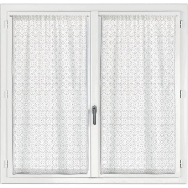 Lot de 2 voilages 45x90 cm Coton Blanc - Photo 1/2
