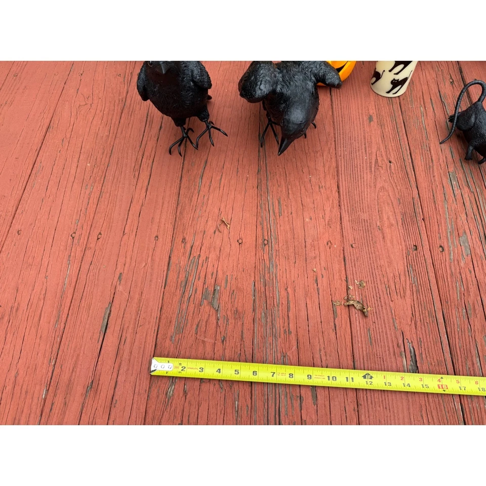 Lote Decoración Halloween Estilo Vintage Gatos Negros Cuervos Calabazas Calaveras Espeluznantes Foto 3 de 4