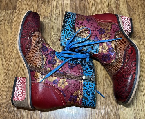 Anthropologie Women’s Size 41 (US 10-10.5) Multicolor Ankle Floral Boots EUC - Picture 7 of 17
