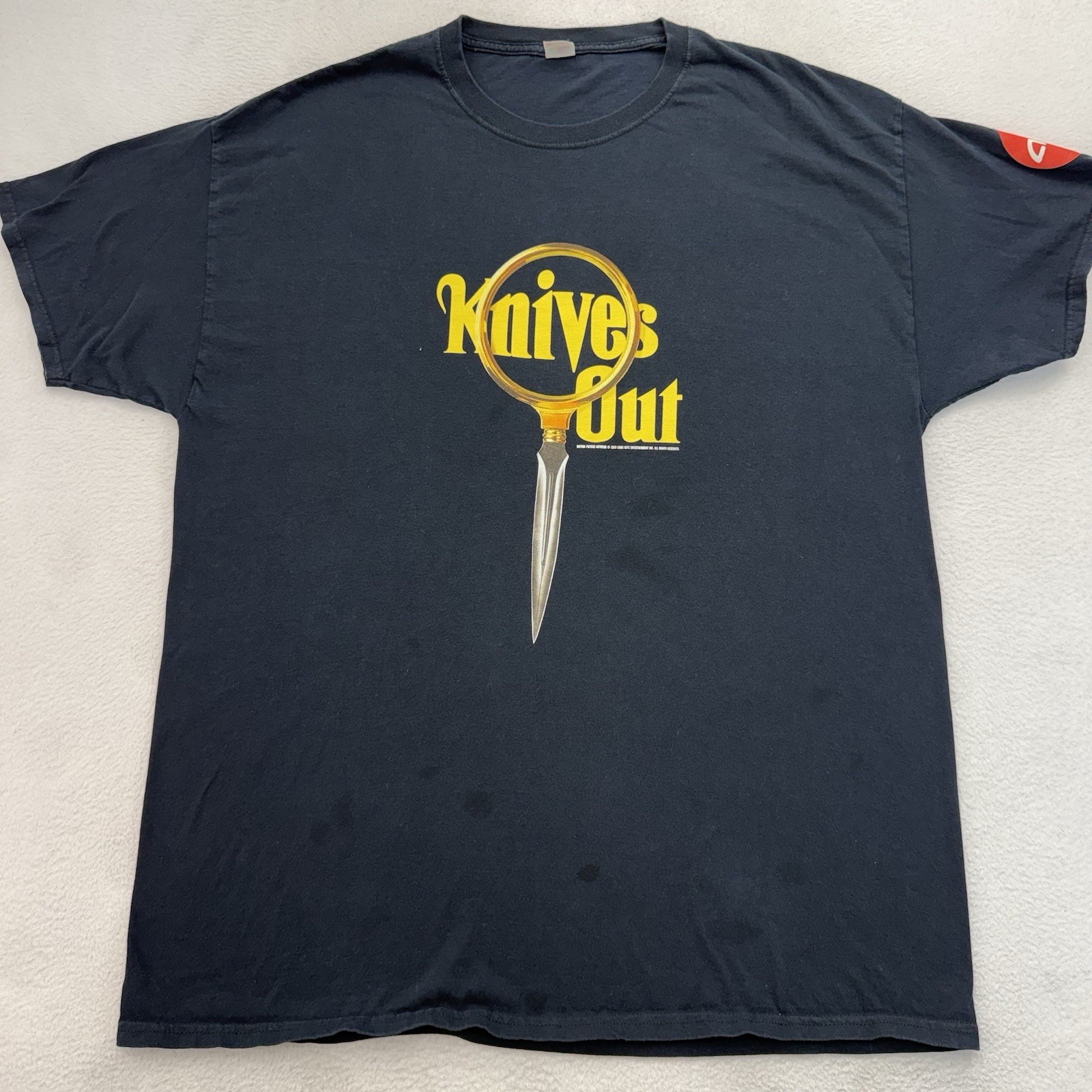Knives out movie promo shirt black 2019 lions gate amc mystery distressed xl