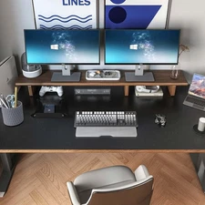 Dual Sided Desk Mat,Black Leather Desk Pad,47.2''x23.6'',Cork Desk Mat Protec...