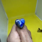 Vintage Signed Joan Slifka Sterling Silver Blue Lapis Heart Ring Sz 7
