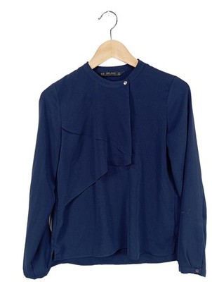 ZARA BASIC Langarm-Bluse Damen Bluse Gr. DE 34 blau Casual-Look