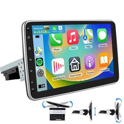 4+64GB Android 15 Carplay Autoradio GPS Navi 1 DIN 360° Drehbar Bildschirm WIFI