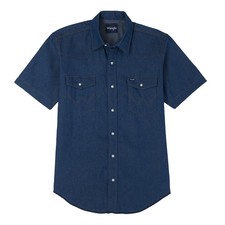 Wrangler Blue Denim Short Sleeve Work - Mens Shirt - 10Ms3127B