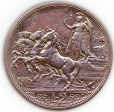 Italia 2 Lire 1916 Vittorio Emanuele III KM#55 10g