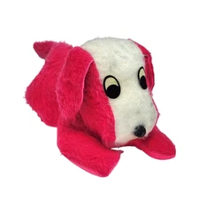 10" VINTAGE PINK + WHITE COMMONWEALTH OF PENN PUPPY DOG STUFFED ANIMAL PLUSH