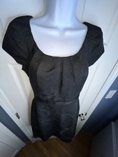 Elie Tahari Women’s 6 Black Satin Sheath Cocktail Dress Cap Sleeve S Classic