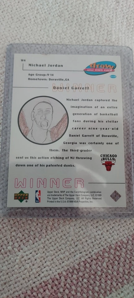 1999-00 Upper Deck MVP Draw Your Own Card Winner Michael Jordan #W4 Bulls HOF - Image 2 of 4