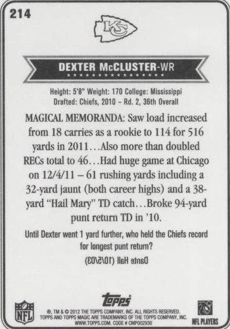 2012 Topps Magic Dexter McCluster #214