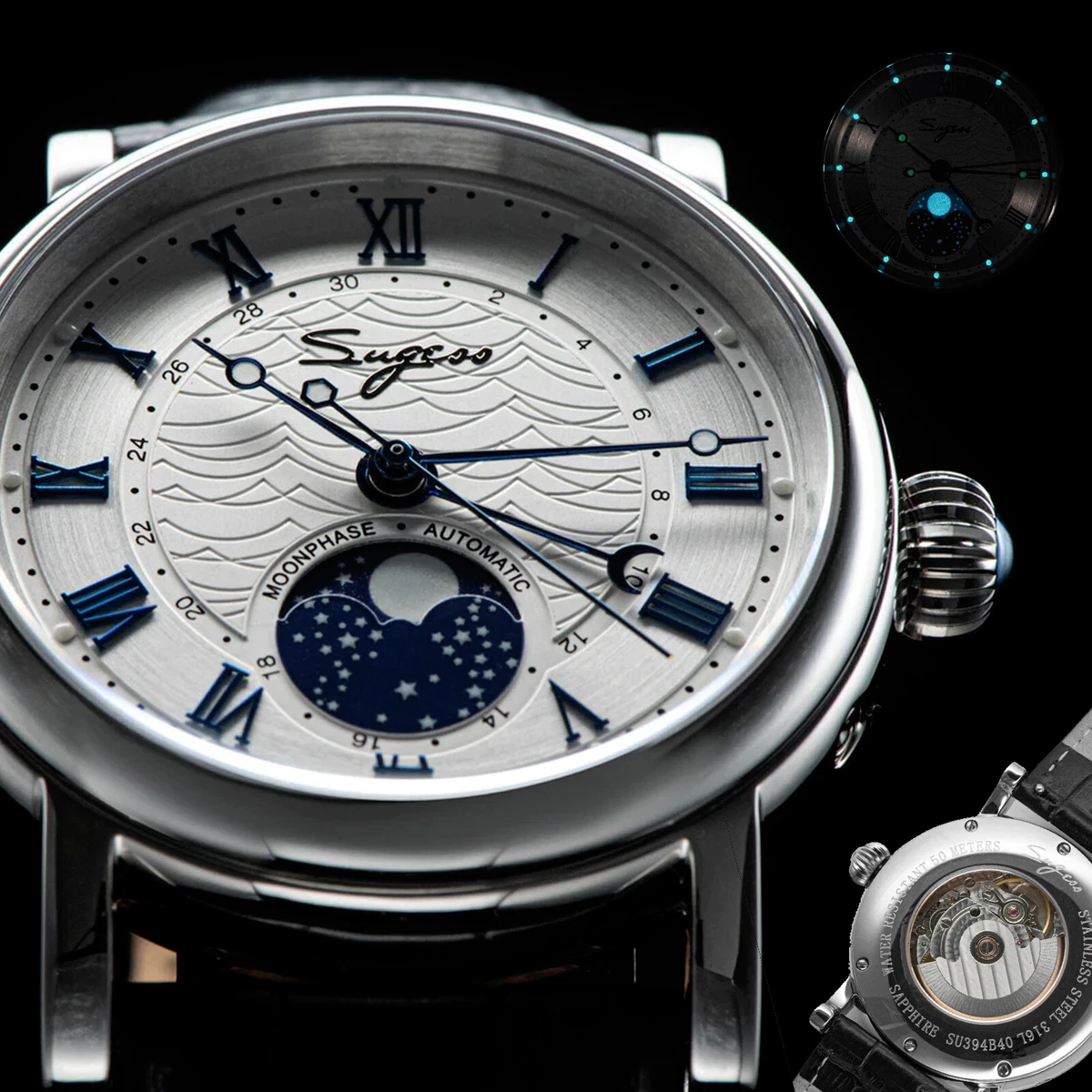 Moonphase top skeleton watch