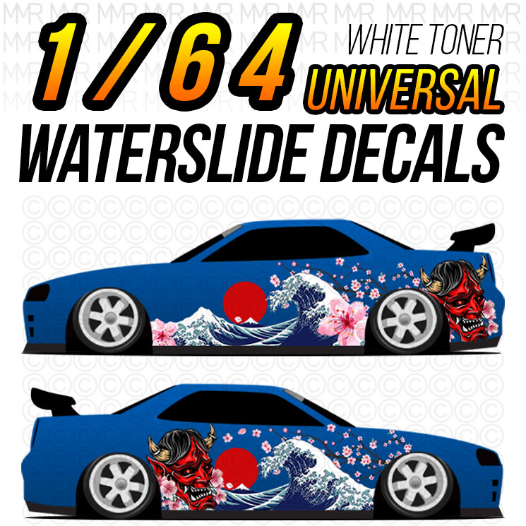 1/64 JDM WAVES SAKURA Custom White Toner Universal WaterSlide