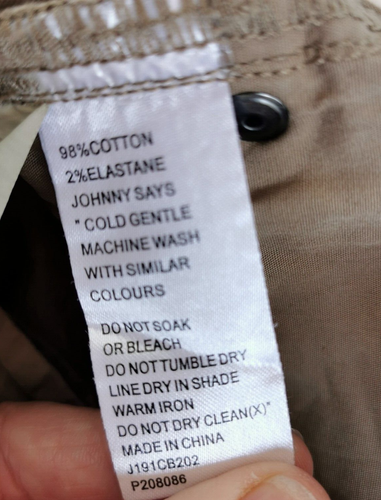 Johnny Big Mens Pants Trousers Size 44 Tan Chino Cotton - Picture 10 of 10