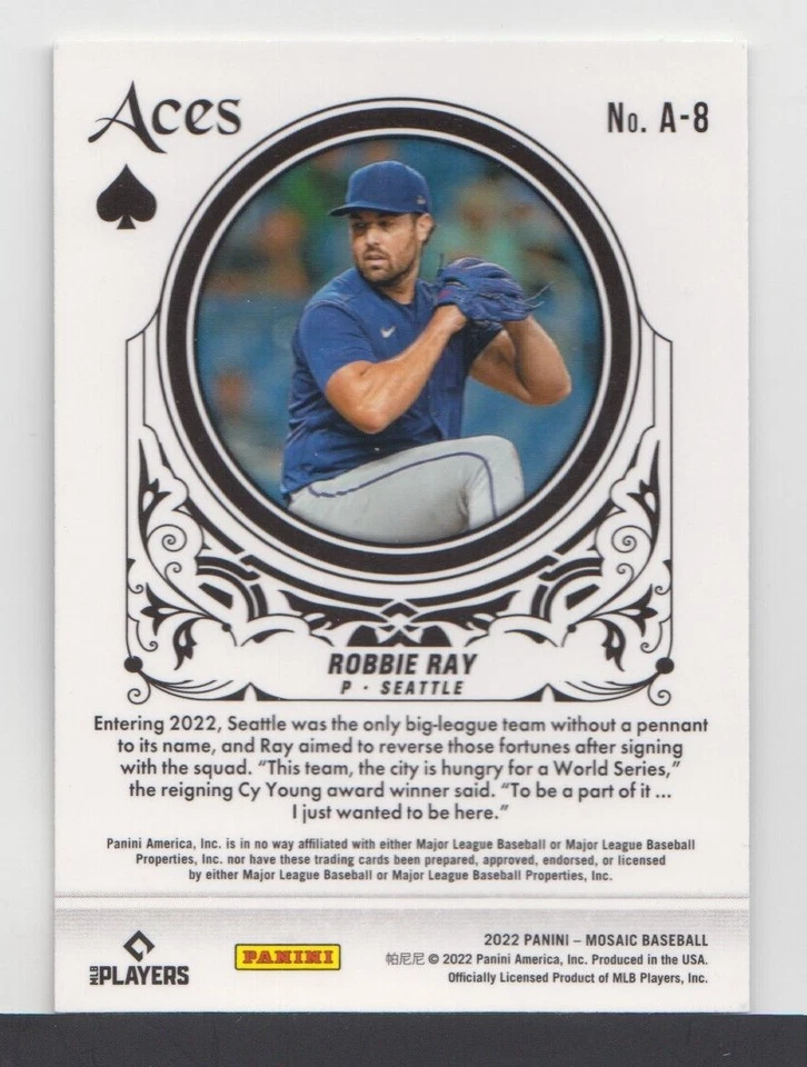 ROBBIE RAY : MLB - 2022 - PANINI MOSAIC ACES - CARD No # A-8 - Image 2 of 2