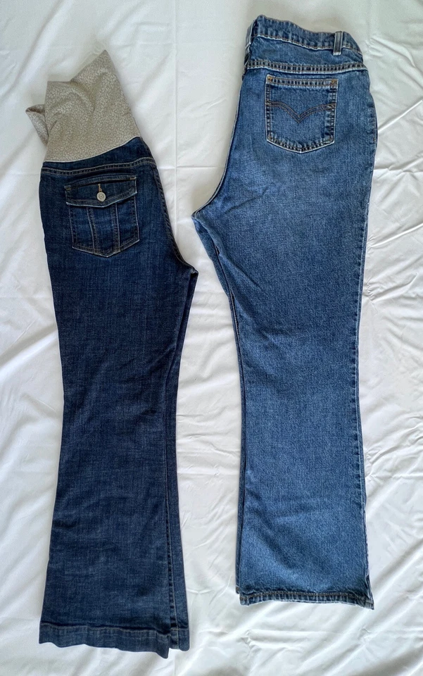 Gap 1969 Dark Blue Maternity Boot Cut Jeans and Motherhood Jeans Size L inseam31 - Image 2 of 4