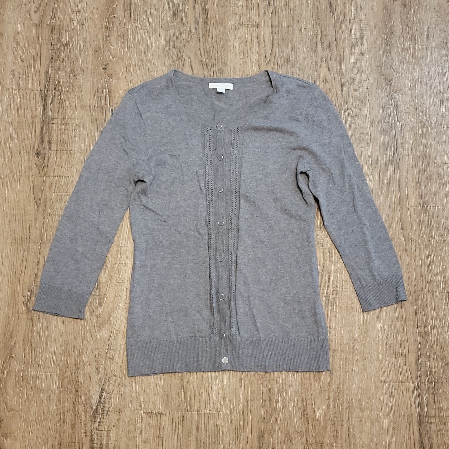 NY & Co Gray Button Front Knit Cardigan Size S  