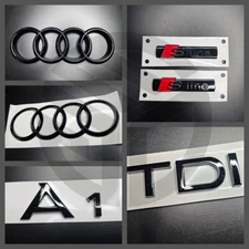 Audi A1 2010-2018 Gloss Black Badges GRILLE/BOOT/FENDER FULL SET/2 X S-Line/TDI