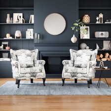 Upholstered Armchair Wing Back Accent Lounge Chair Single Sofa Buttefly Pattern