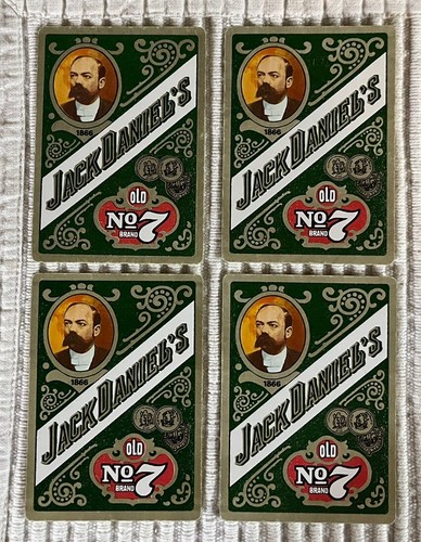 4 Vintage Playing Cards ~Jack Daniel's ~Old No 7 Brand Whiskey ~Green/Beige Face