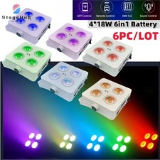 6PC/Mini LED Slim Par 4x18w RGBWAUV Battery Wireless Wifi DMX Uplight DJ Party