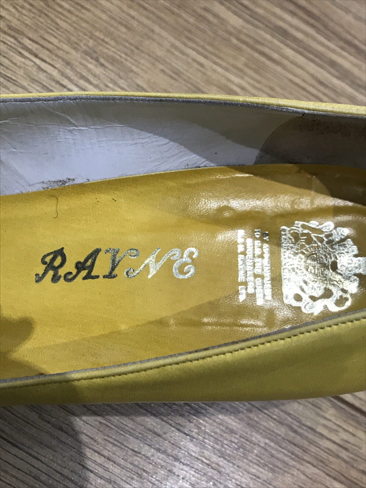 Vintage 1980s Yellow Leather Heels by Rayne, Size 8 - UK 5.5 2