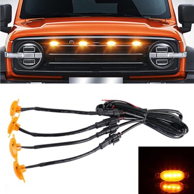 4x  Raptor 4-LED Front Grille Running Lights Kit Universal Car Eagle Eye Lamp