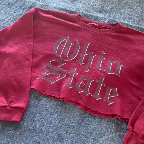Vintage Ohio State University Buckeyes Gothic Crewneck Sweatshirt Cropped Top - Picture 1 of 10