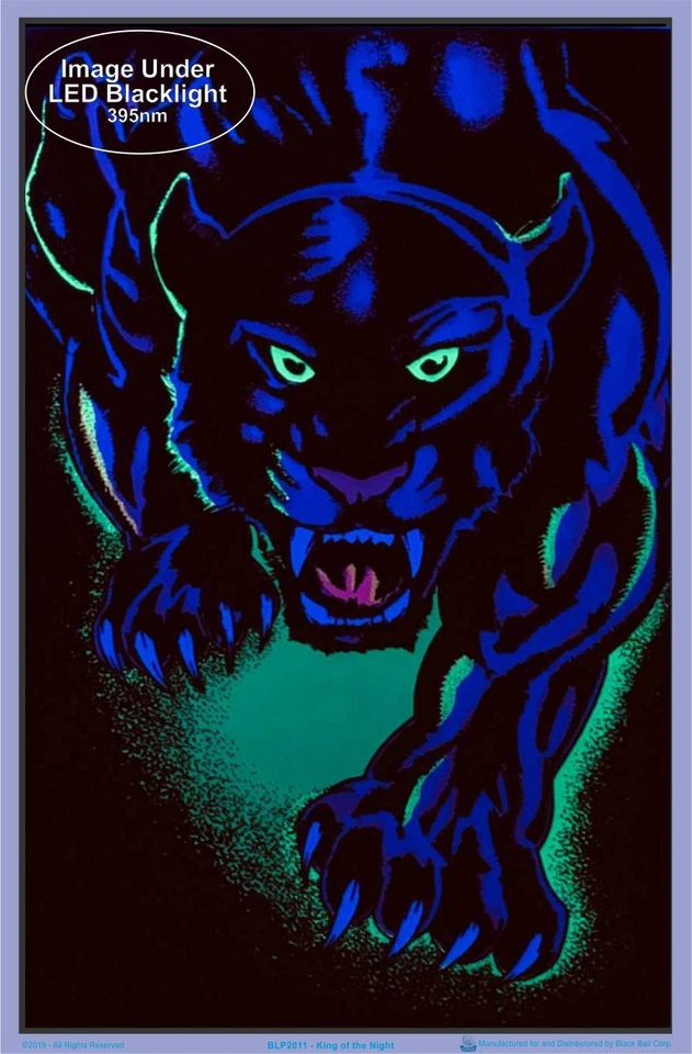 King of The Night Panther Black Cat Blacklight Poster - Flocked - 23" x 35" - Image 2 of 2