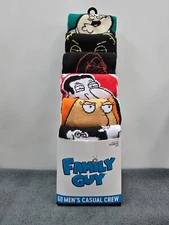 Family Guy Socks ~ Fits Shoe Size 8-12 ~ Casual Crew ~ 6 Pair