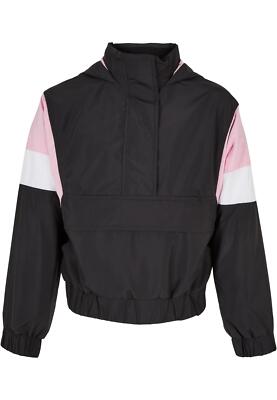 Urban Classics Kids Girls Light 3-Tone Pull Over Jacket Jacken Kapuze Sport New